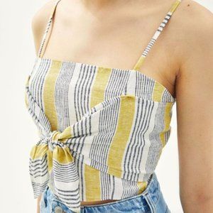 Stripped knotted front crop top
